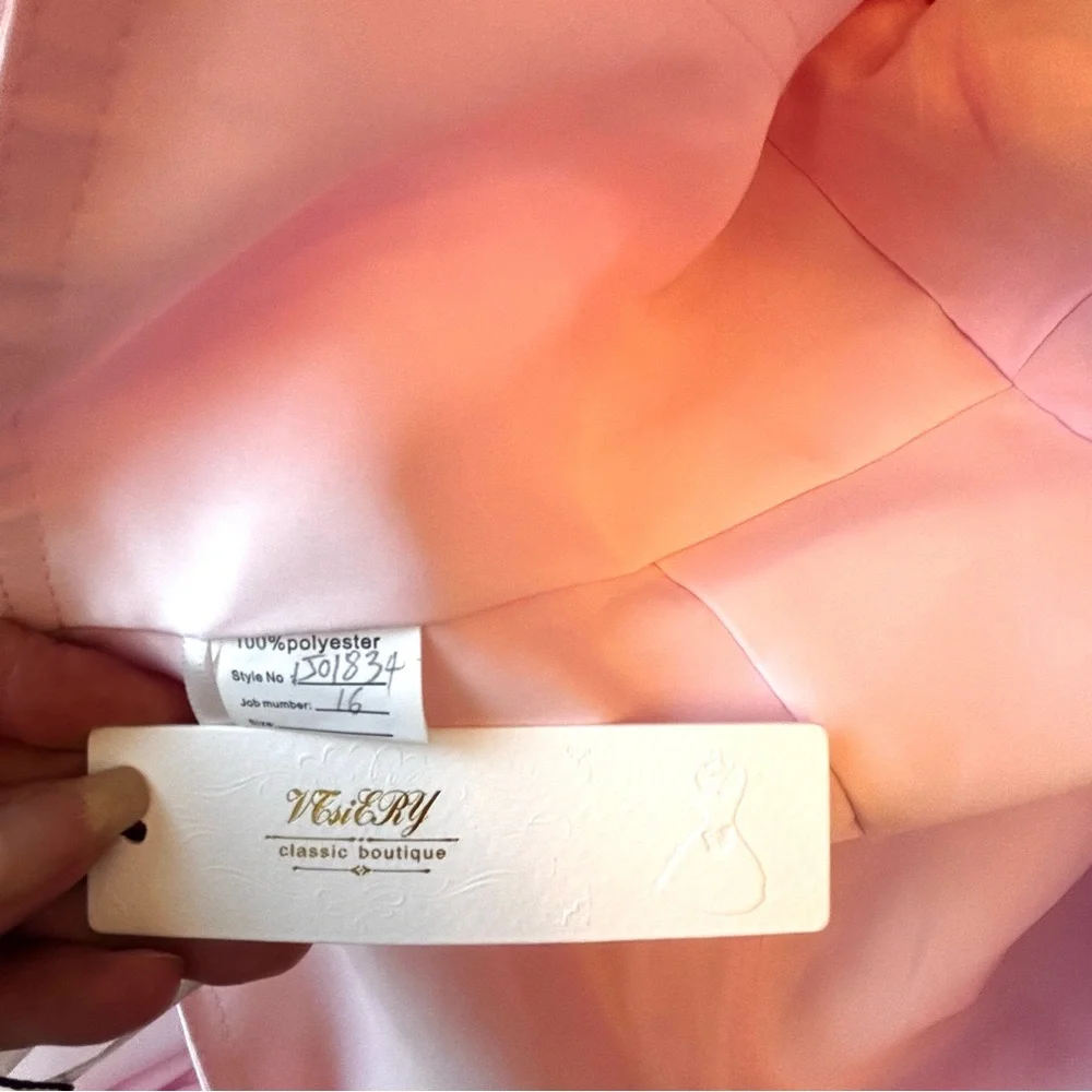 NEW Pastel Pink Dress, Pink Prom Dress, One Shoulder Dress, NWOT Sice XL/16 - Picture 11 of 11